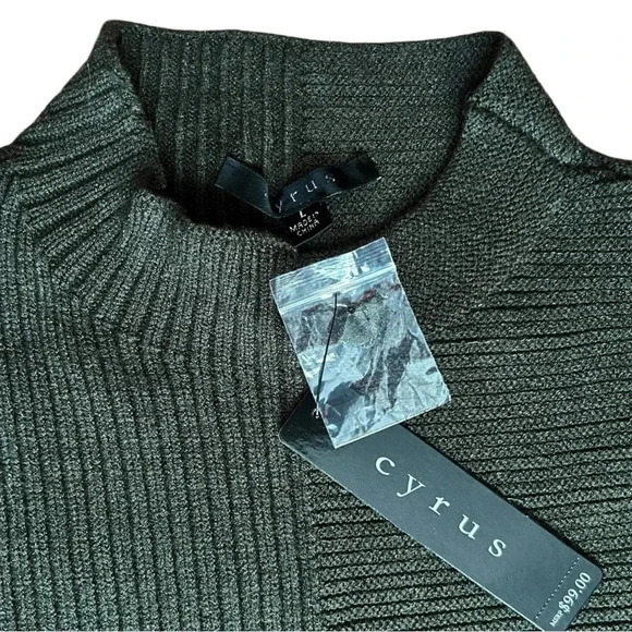 CYRUS Olive Green Sweater‎ Mock Turtleneck Long Sleeve & Length Soft Cozy sz L - Picture 6 of 9